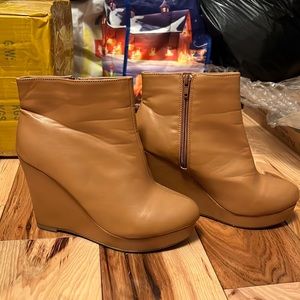 Tan Wedge Booties